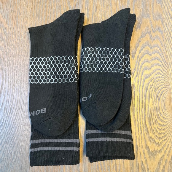 Mens Black Dress Socks with Geometric Pattern and Striped Design - Picture 1 of 2